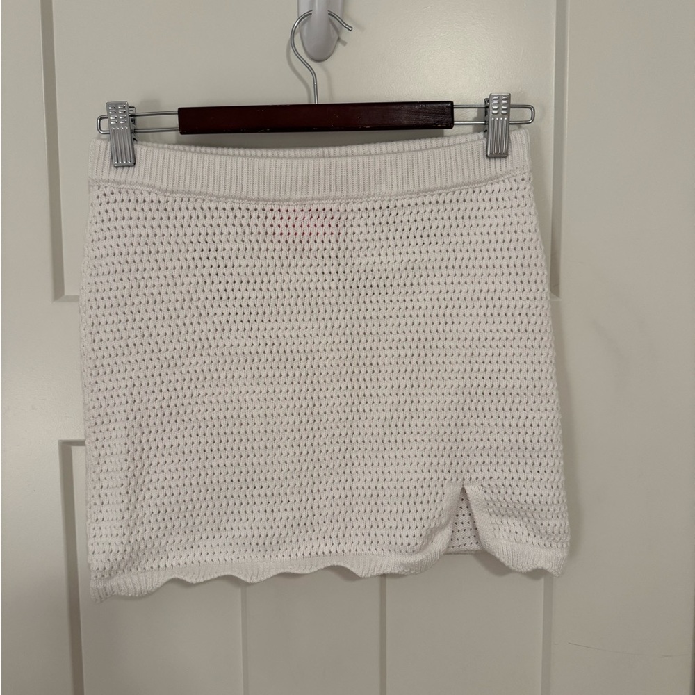 White Starfit Mini Skirt with Slit